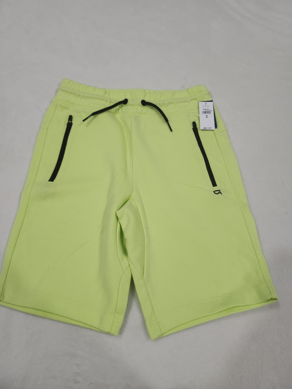 GAP Neon Yellow Drawstring Athletic Shorts with Black Accents